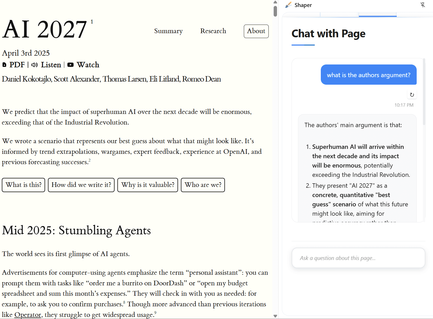 Reading assistant feature demonstration