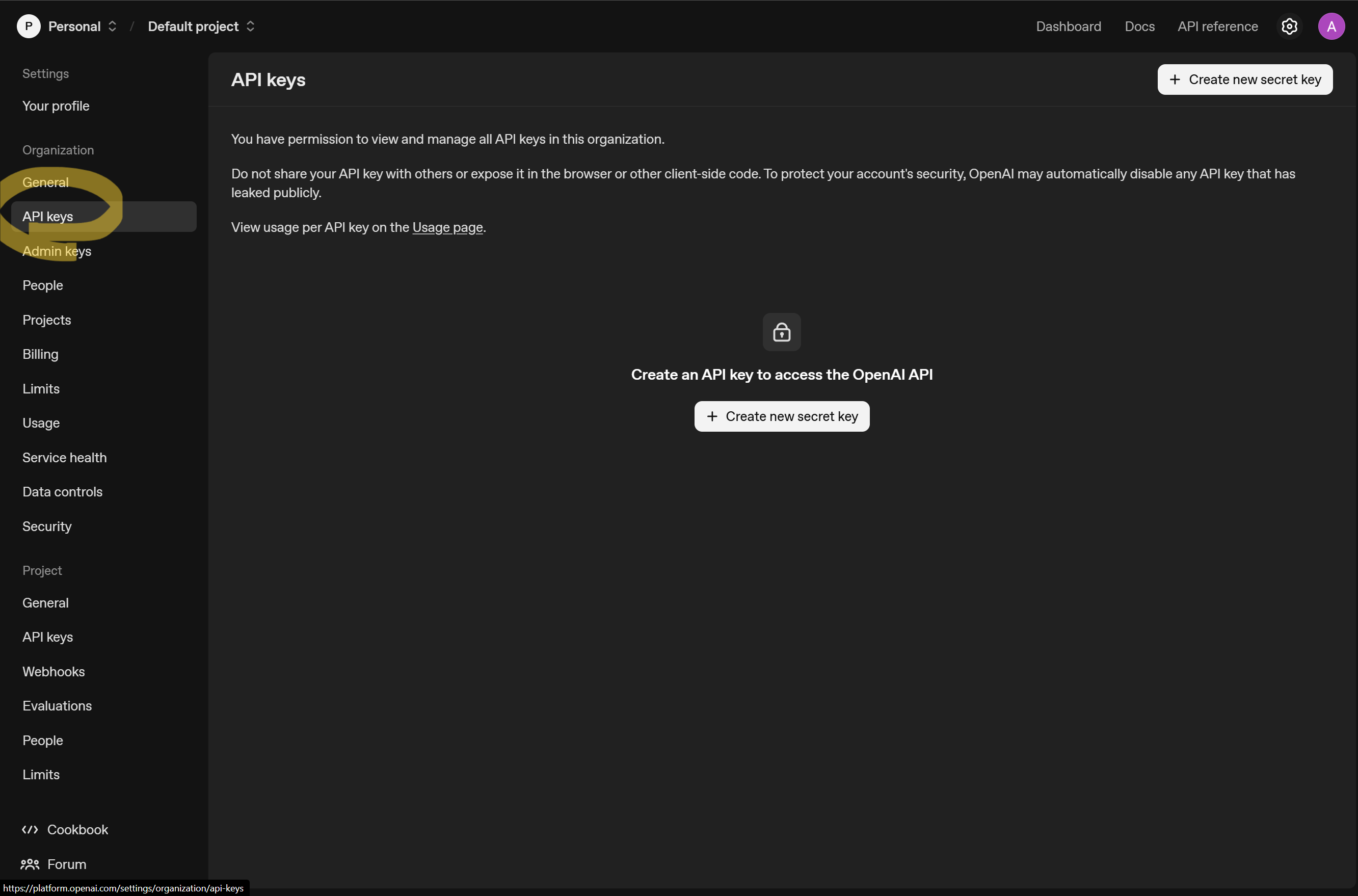 OpenAI Platform Dashboard