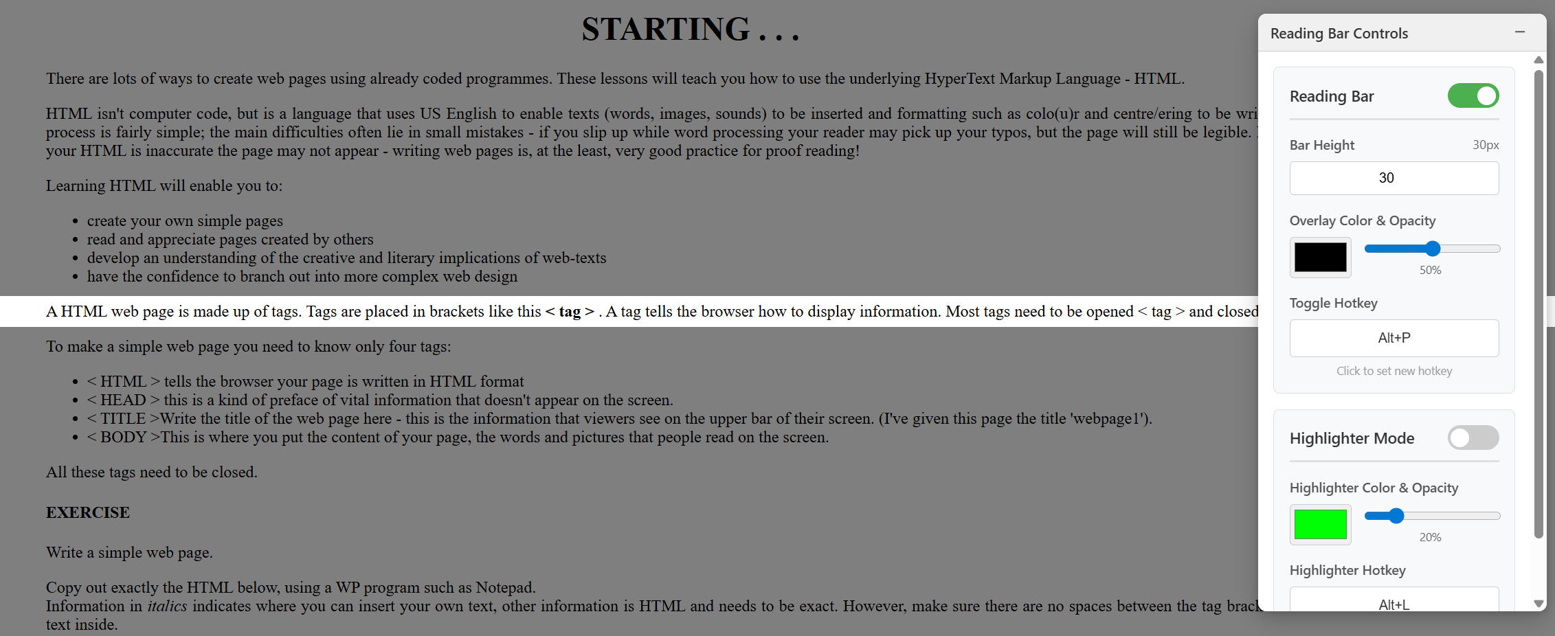 Reading Bar Example 1